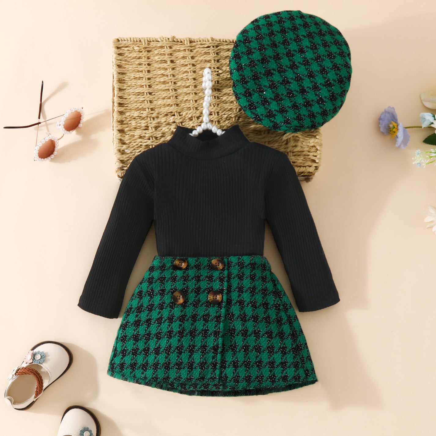 BABY GIRL SET SUIT Green & Black