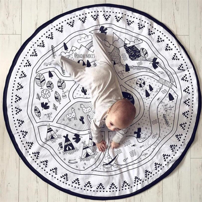 Village Play Mat for Kids - Colorful Round Play Mat Featuring Interactive Village Scenes, Educational and Fun. Made of Soft Cotton Canvas, Perfect for Playrooms and Bedrooms. Durable, Easy to Clean, and Ideal for Creative Imaginative Play and Early Learning