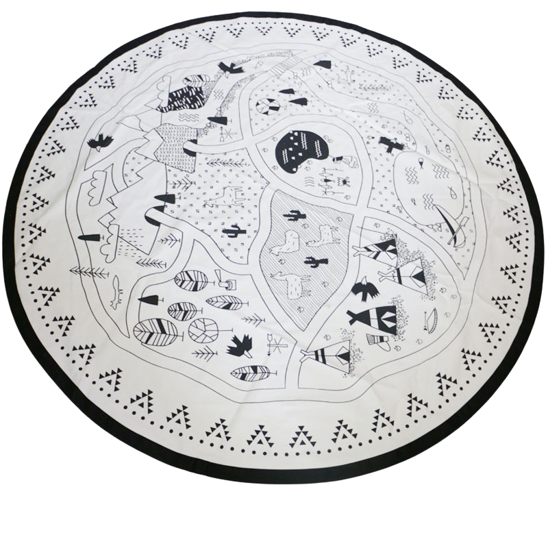 Village Play Mat for Kids - Colorful Round Play Mat Featuring Interactive Village Scenes, Educational and Fun. Made of Soft Cotton Canvas, Perfect for Playrooms and Bedrooms. Durable, Easy to Clean, and Ideal for Creative Imaginative Play and Early Learning