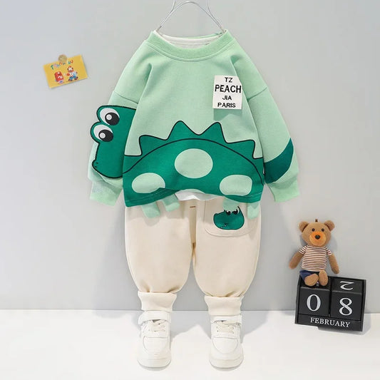 Baby outfit set with dino shirt and comfortable pants, perfect for playful everyday adventures