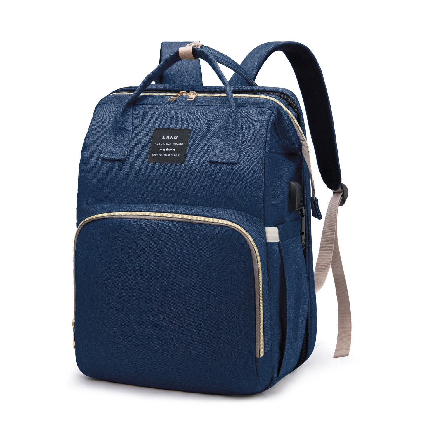 Multifunctional Diaper Backpack in a stylish, unisex design, showcasing multiple pockets and a soft changing mat, perfect for parents on the go.