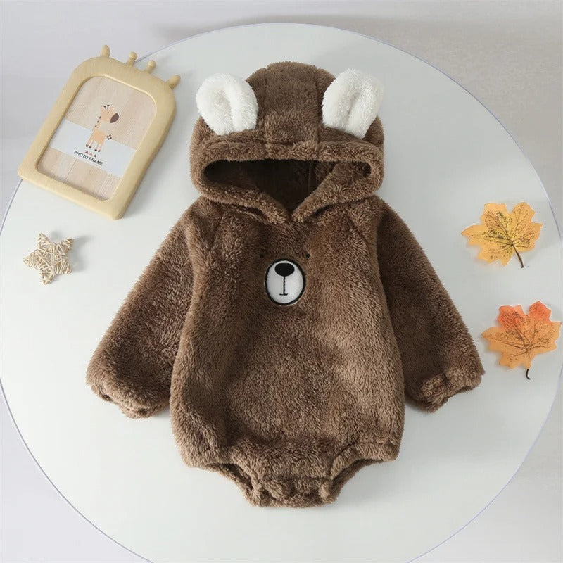 Adorable Baby Bear Romper Set – Warm romper with bear hood and matching pants for cozy comfort