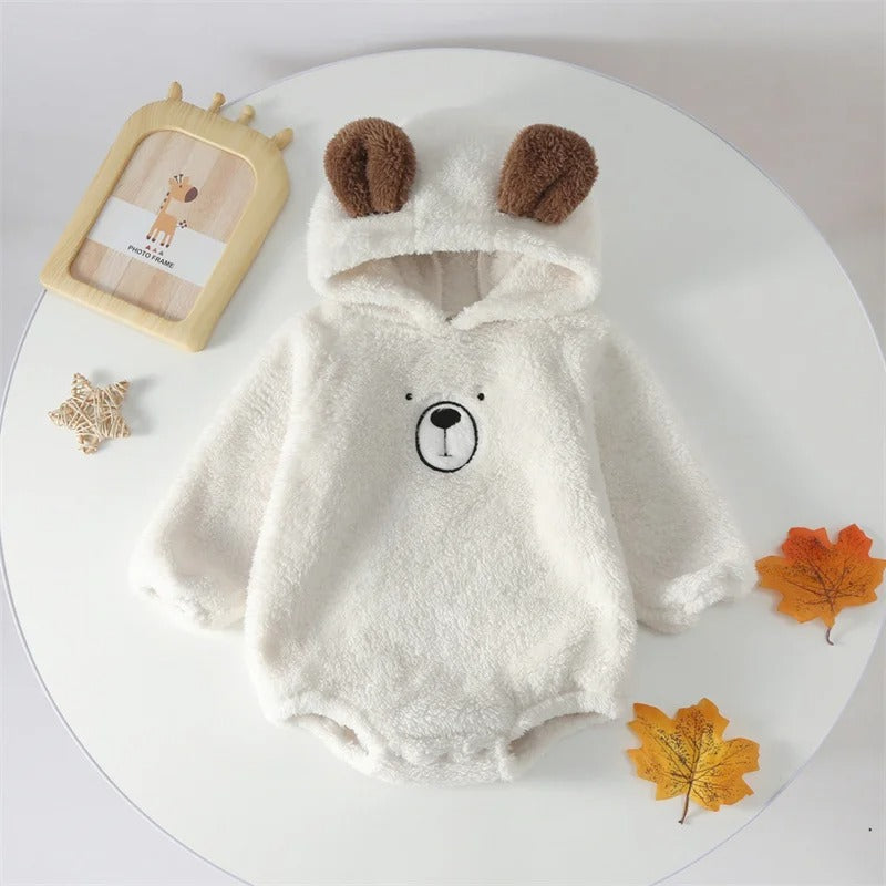 Adorable Baby Bear Romper Set – Warm romper with bear hood and matching pants for cozy comfort